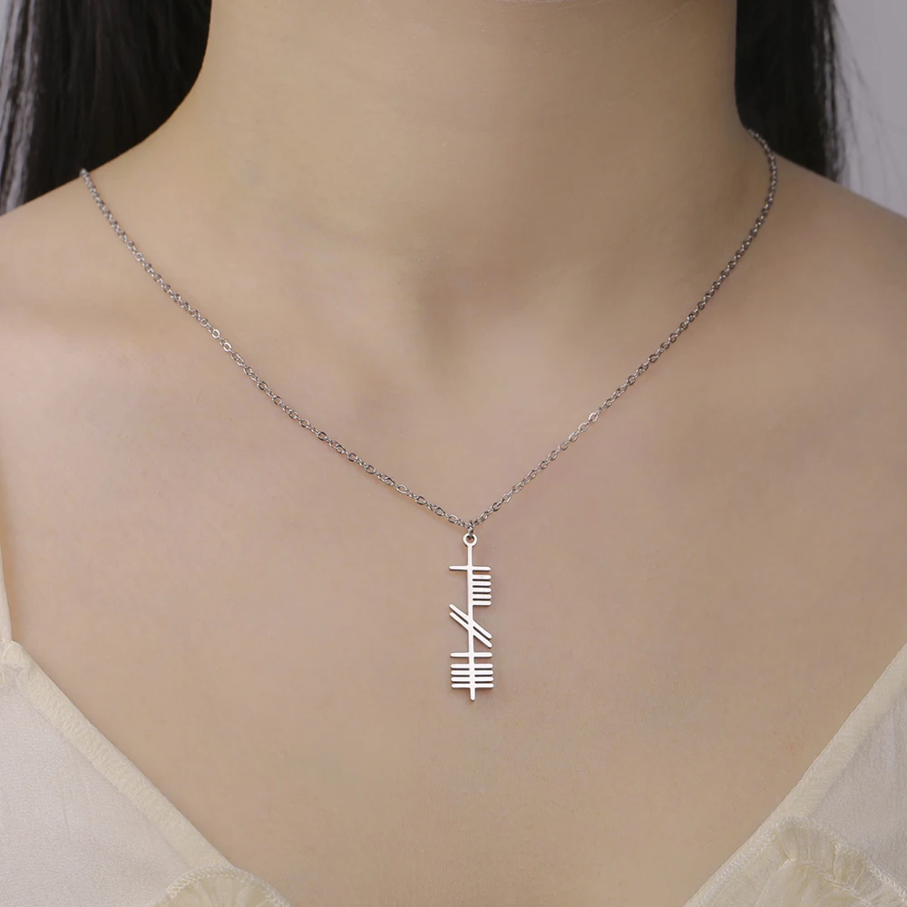 Dawapara Ogham Halskette Stärke Weisheit Liebe alten irischen Baum Alphabet nordischen Amulett Edelstahl Schmuck – Detail 9
