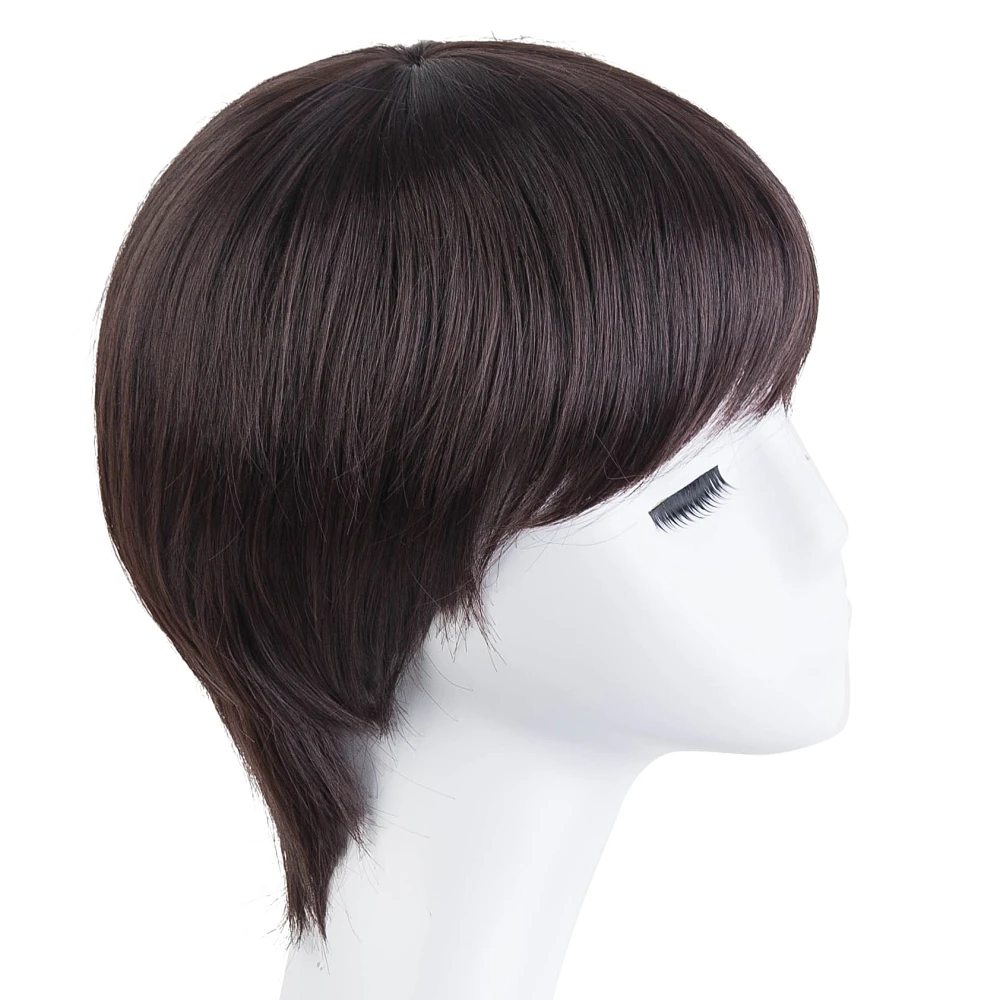 Cosplay Wig Fei-Show Synthetic Heat Resistant Fiber Short Wavy Blonde Hair Male Man Hairpiece Black/Brown/Burgundy/Light Brown
