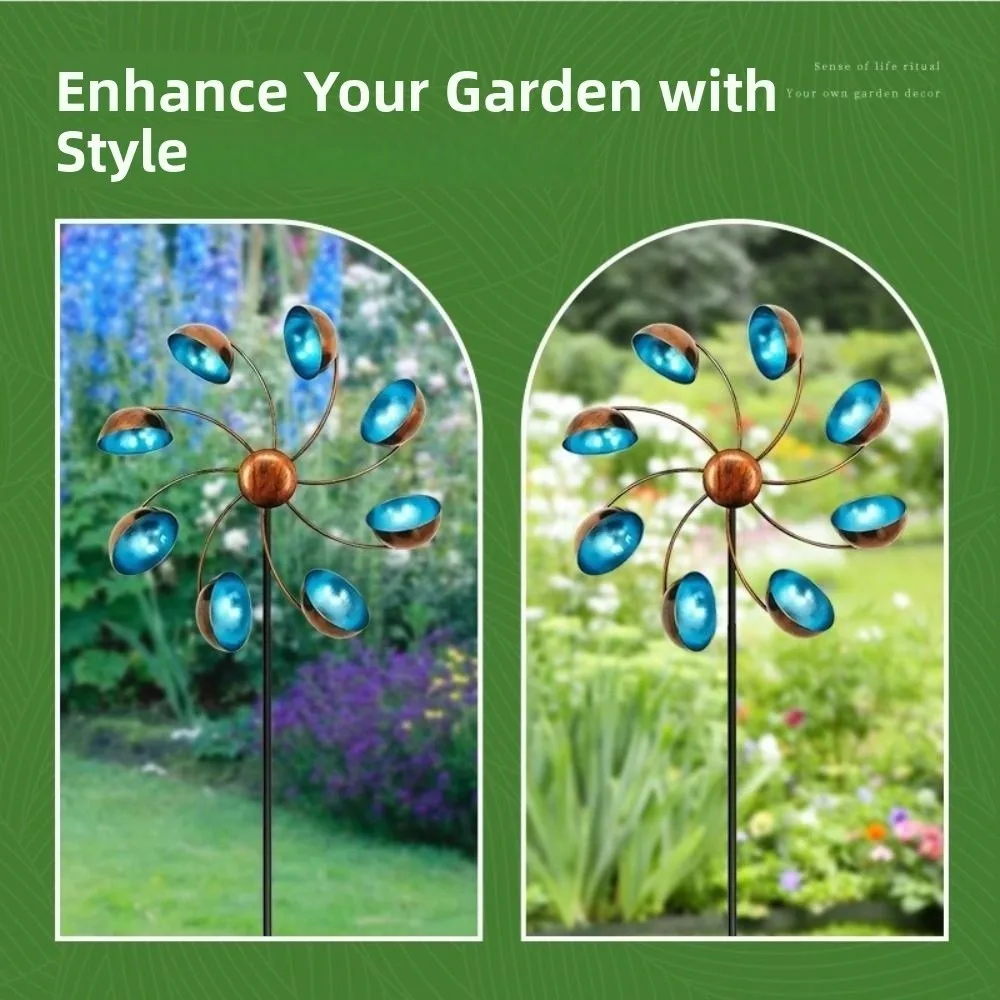 

Garden Decorative Pile Metal Wind Rotator Iron Art Detachable Flower Shaped Windmill Rotating Creative Gardening Plug Park
