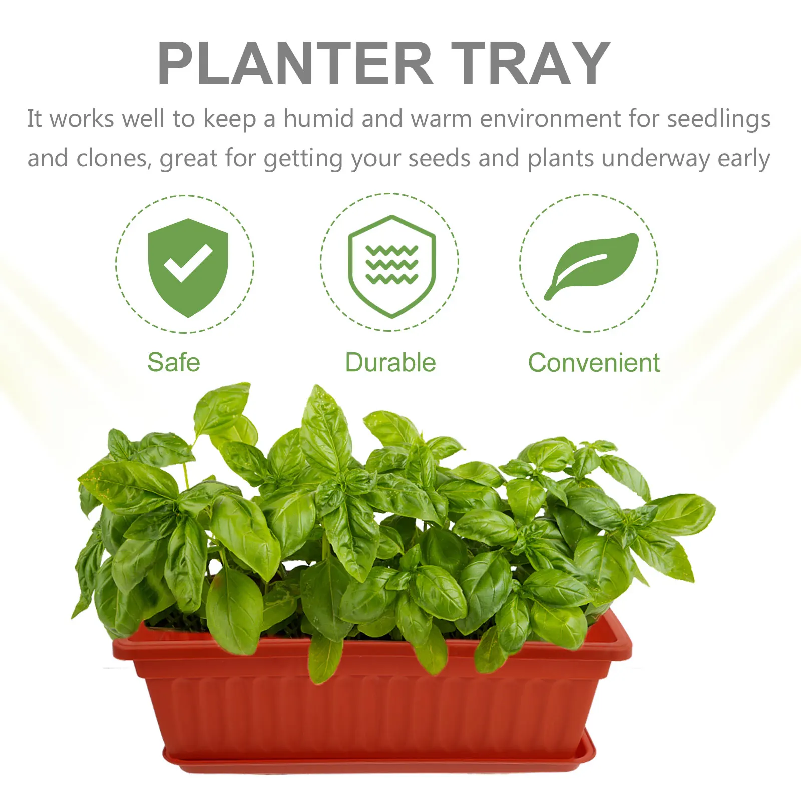 

2pcs Thickened Vegetable Rectangular Flower Pot Plastic Planters Tray Indoor Plants Permeability Durable Gardening