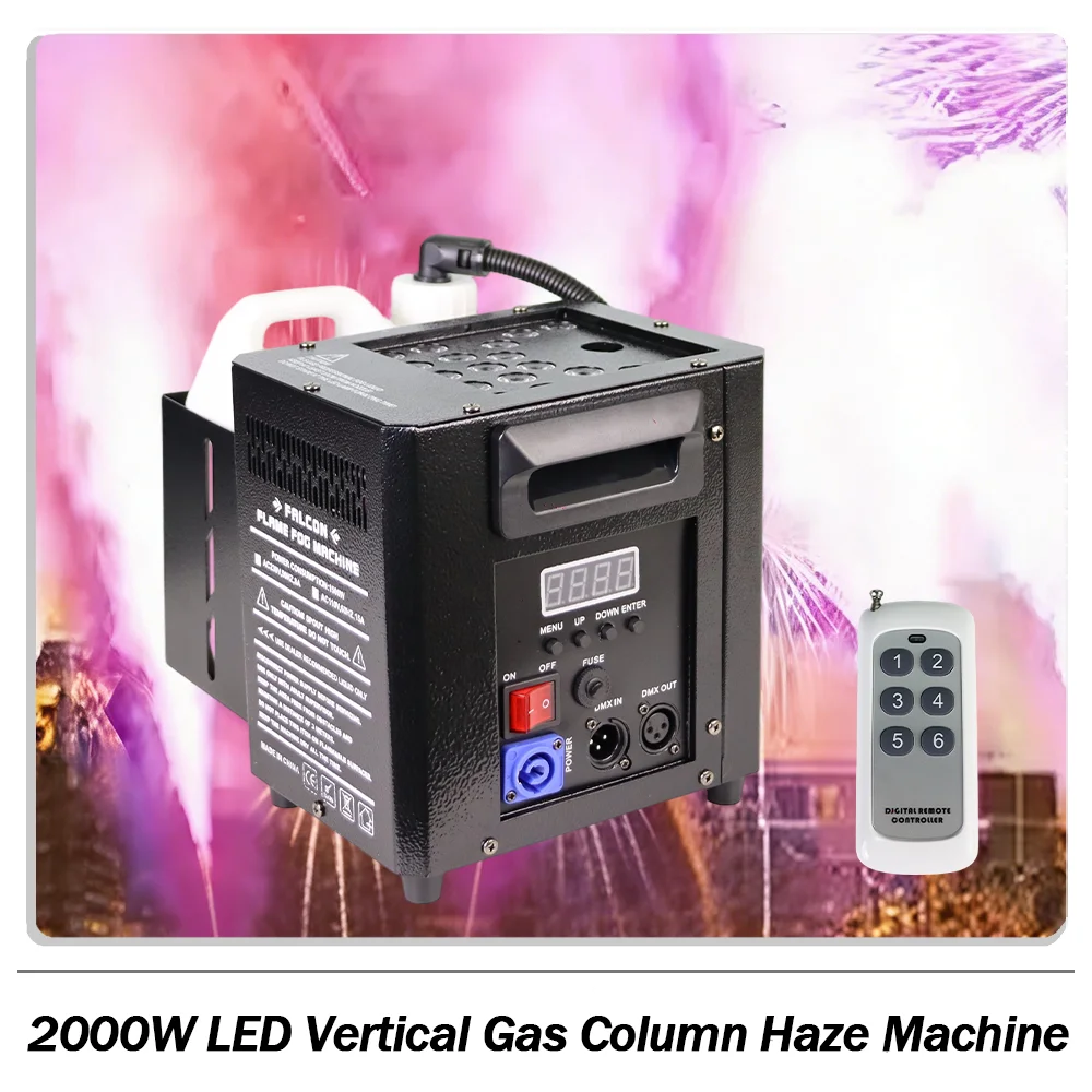 

2000W LED RGB Vertical Gas Column Haze Machine Hang spray height 8 meters DMX Remote Control for DJ Disco party Wedding Dance