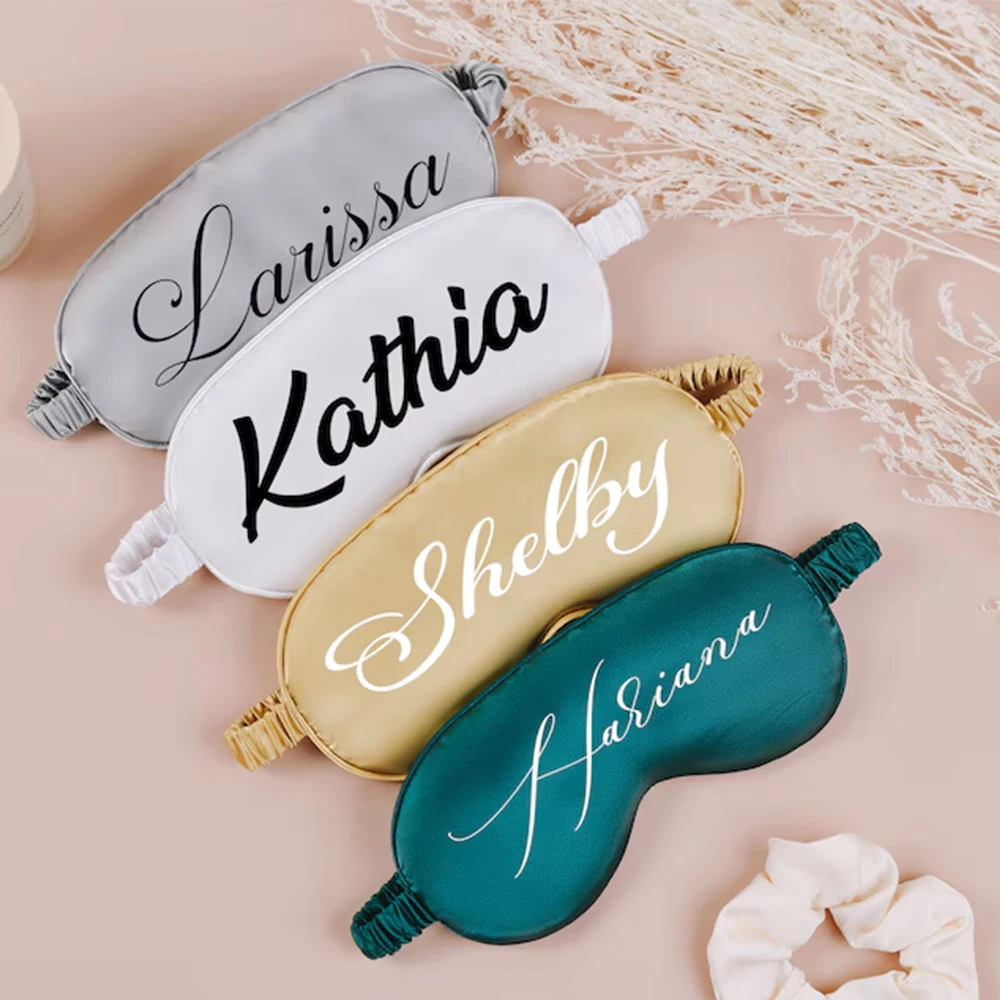 Personalized Sleep Eye Mask with Gift Bag Customed Monogram Name Suitable for Bridesmaid Mother's Day Birthday Wedding Favors