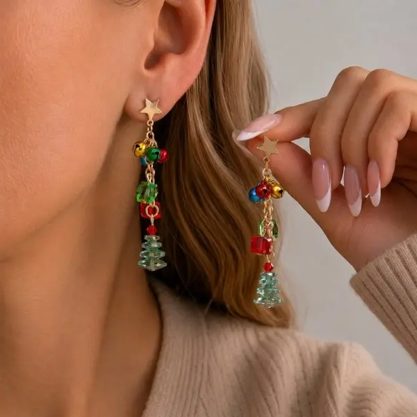 Women's Gold Plated Snowflake Dangle Earrings