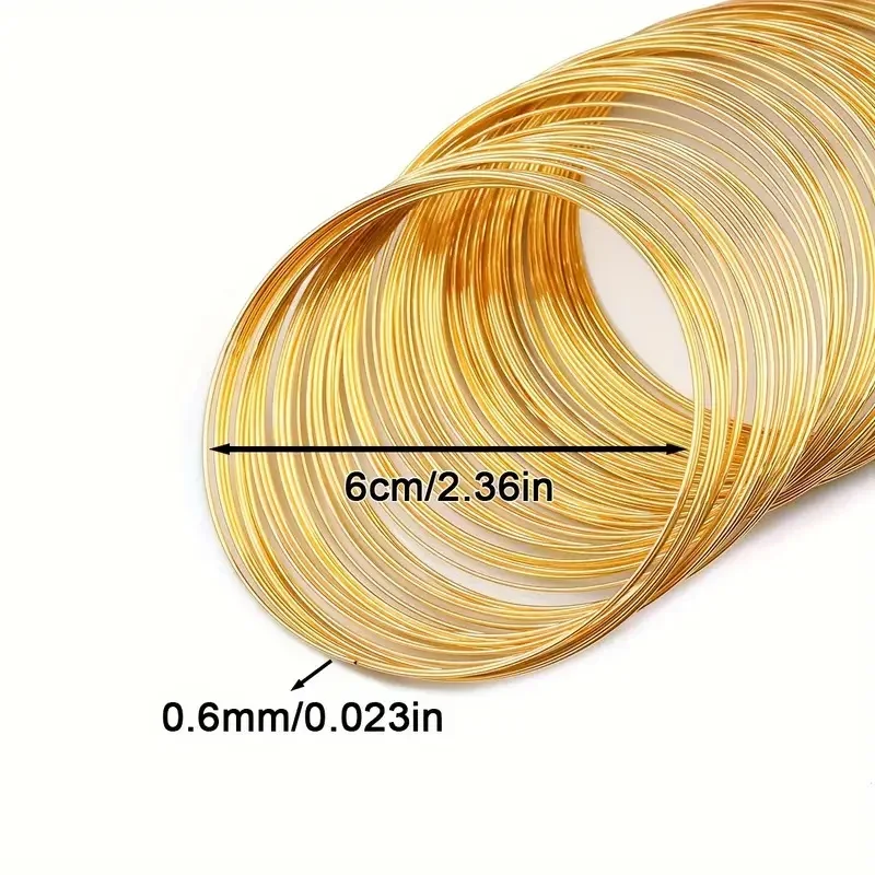 60 Coils Silvery Gold Plated Memory Wire Steel Jewelry Wire Tarnish-Resistant Bendable Memory Beading Wire for Jewelry Making