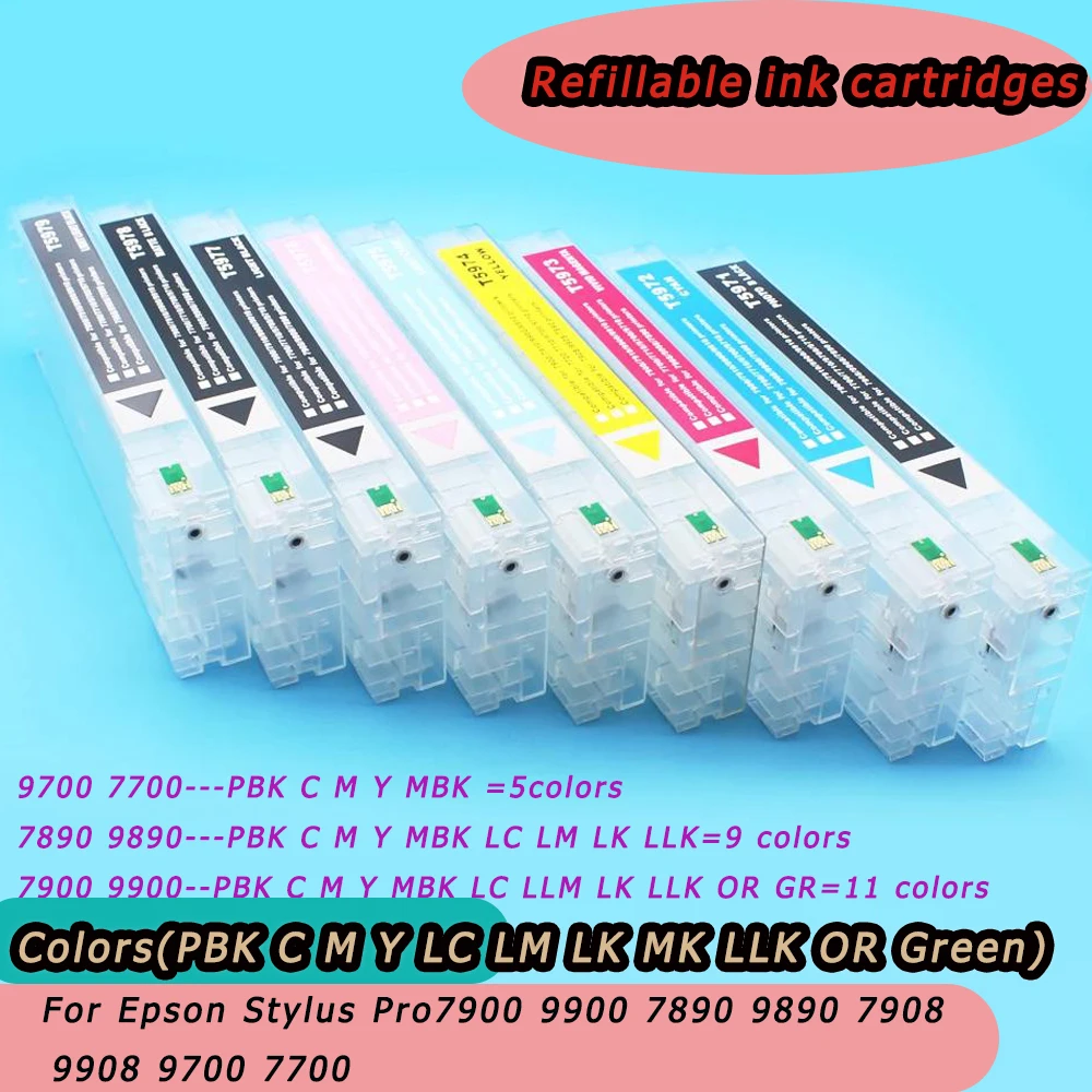 

7900 Refillable Ink Cartridges 700ml For Epson Stylus Pro9900 7890 9890 7908 9908 7910 9700 7700 Ink Cartridges with Chips