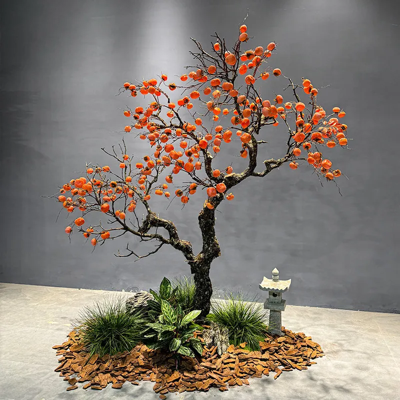 Wishing tree like real persimmon tree landing indoor and outdoor Chinese hotel window decoration landscaping home decoration