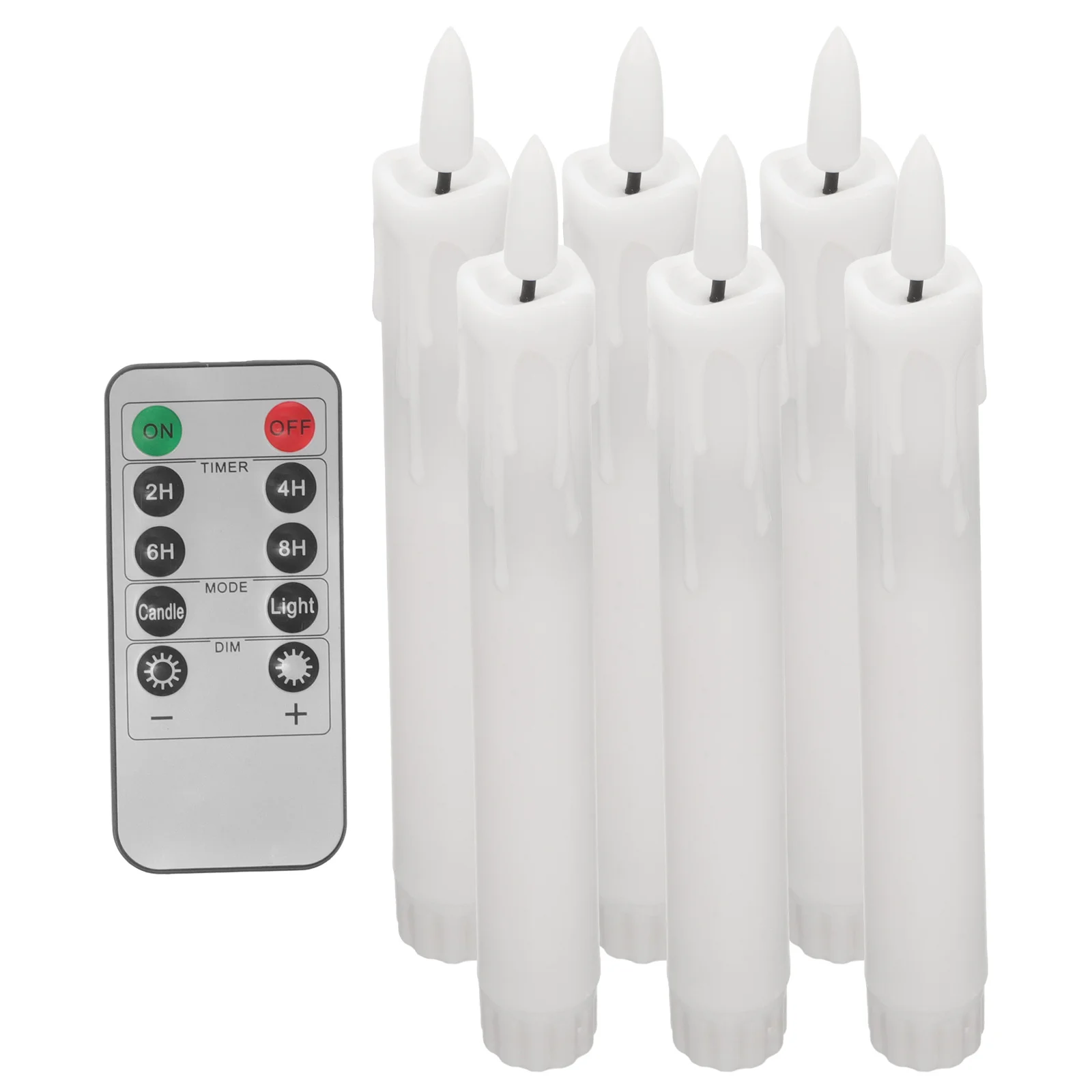 

6Pcs Remote Control Operated Flameless Taper Candles Flickering LED Candles for Wedding Church Holiday Home Decoration