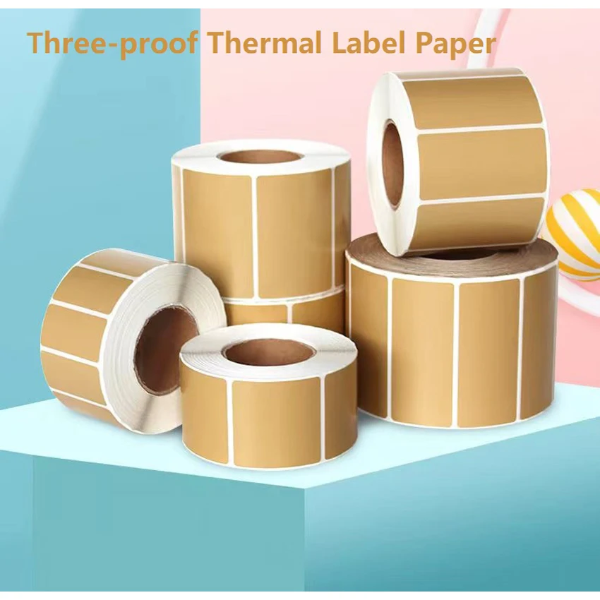 Brown thermal label 40*30 20 50 60 70 80 90 100 three-proof self-adhesive sticker carton barcode printing paper thermal printer