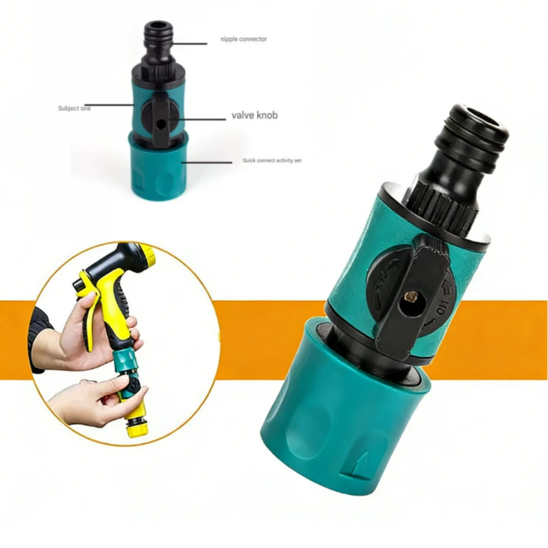 Garden Hose Quick Connect Fitting - Shut-Off Valve Adapter for Irrigation Systems, Direct Mount Connector for Faucets