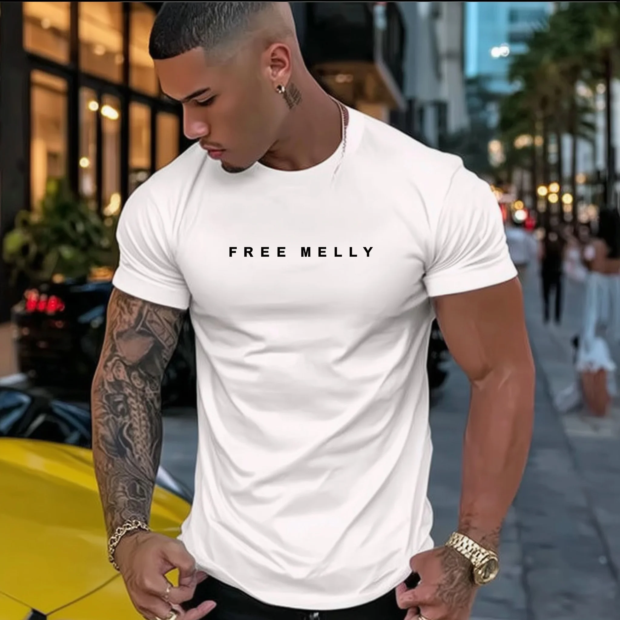 

Teevo Men's Slim Fit T-Shirt with FREE HELLY Text Print - Ideal for Streetwear and Casual Outfits
