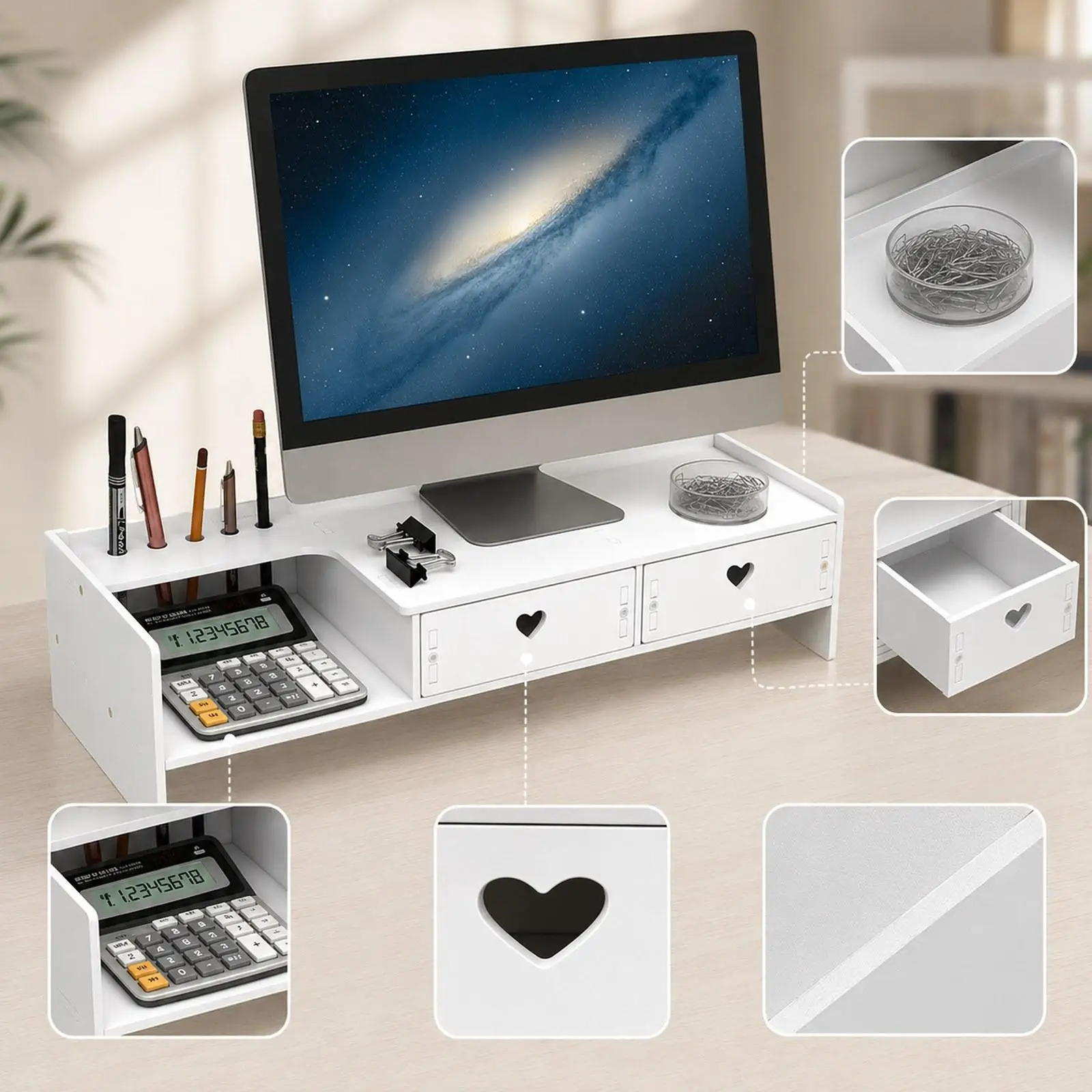 Computer Monitor Stand Desktop Organizer Storage for Office, Home