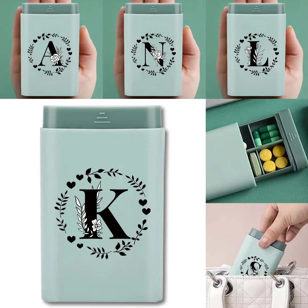 

Travel Pill Storage Box Compartment Organizer Medicine Box Weekly Drug Container Pocket Portable Holder Garland Letter Pattern