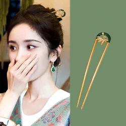 New Chinese U Shape Hair Stick Pins for Women Green Enamel Hairpins Clips Wedding  Jewelry Accessories Hair Ornaments Wholesale