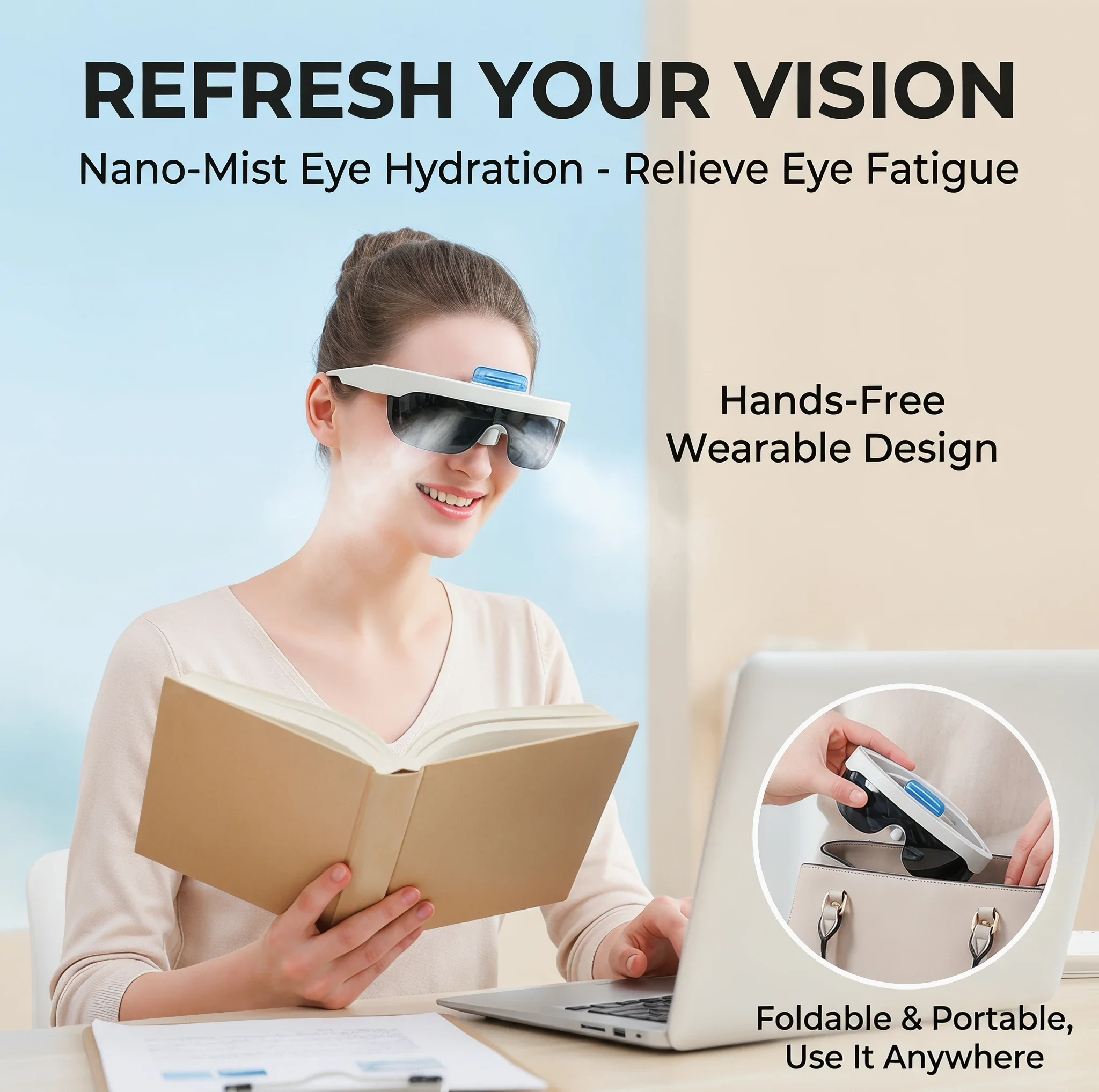 Eye Mist Sprayer] USB Rechargeable Eye Mist Sprayer, 36V or Below Voltage, Nano Eye Moisturizer, Eye Care Device