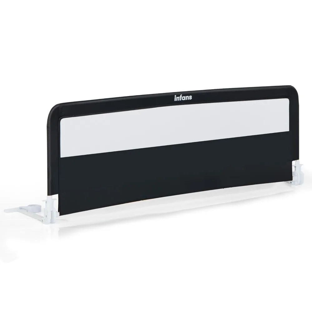 Foldable Safety Bed Rail for Toddlers, Fits Twin to King Mattress, Extra Long Swing Down Guardrail in Black