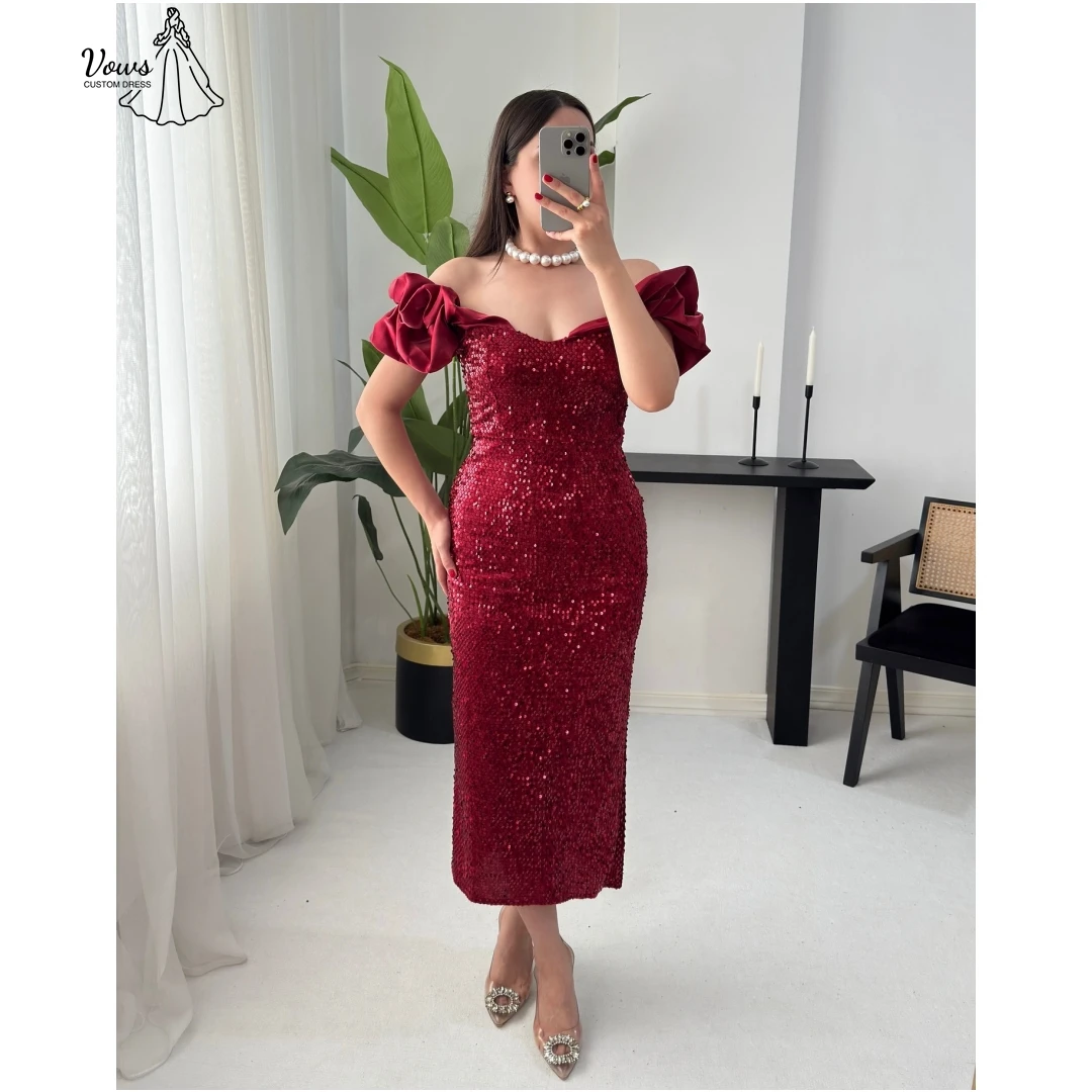 

Vows Card Shoulder Evening Dresses Wedding Guest Dresses Woman Custom Made Elegant Woman Dress Straight Floral Short Sleeves