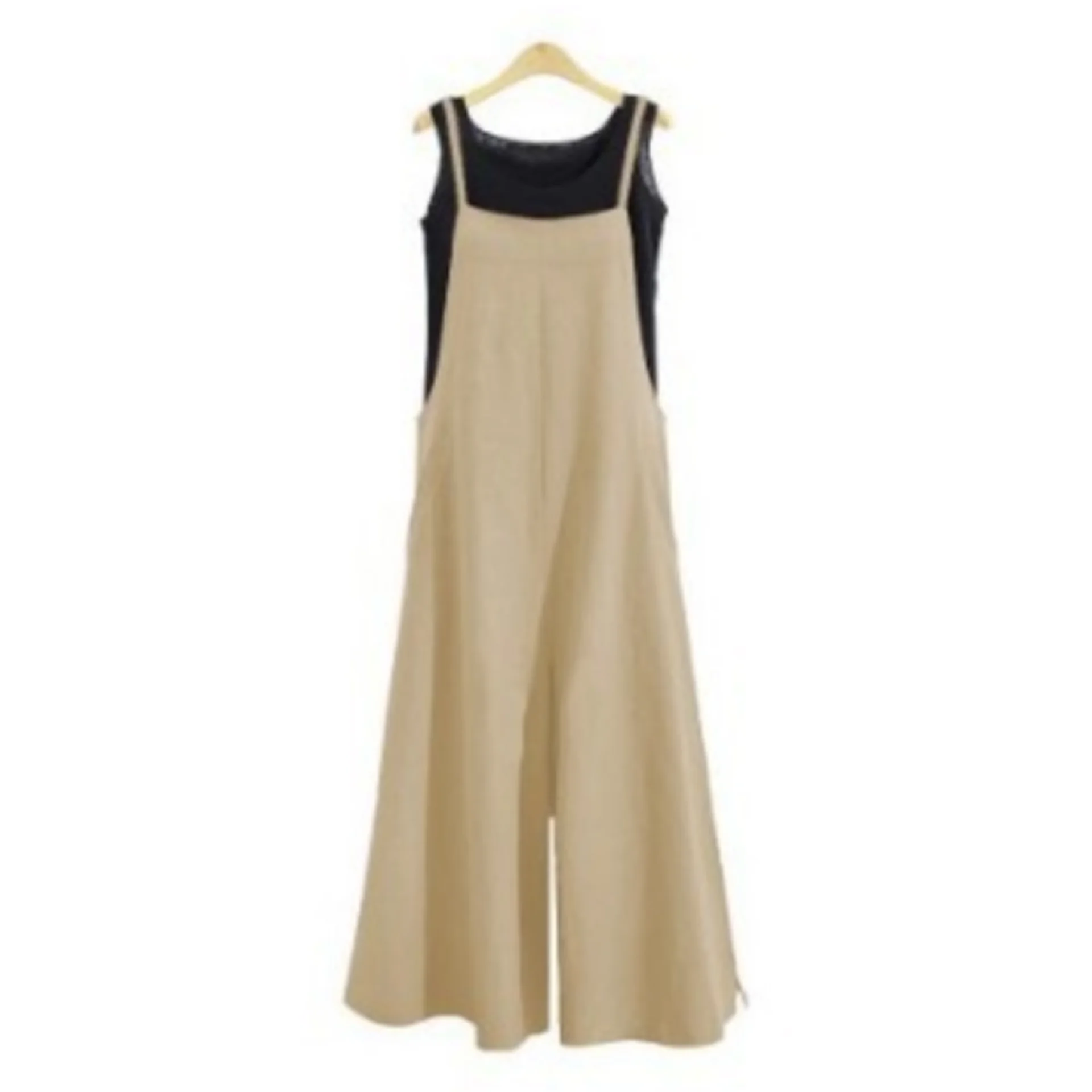 

Женский комбинезон из смеси хлопка больших размеров, осень 202, повседневные однотонные комбинезоны, боди, широкие брюки большого размера, женская одежда Rompe