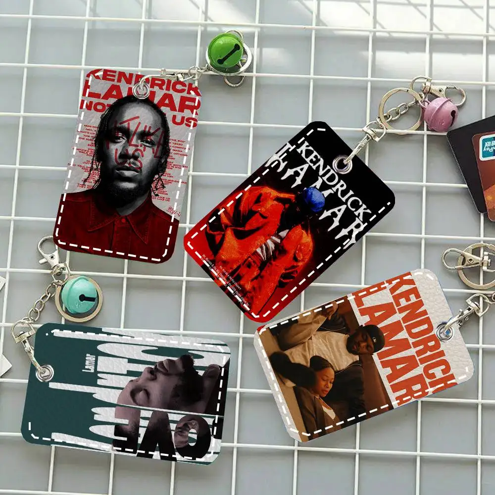 

1pc Rapper K-Kendrick Lamar Card Case Keychain Access Card Bag Key Tag Ring Leather Card Holder Key Ring Access