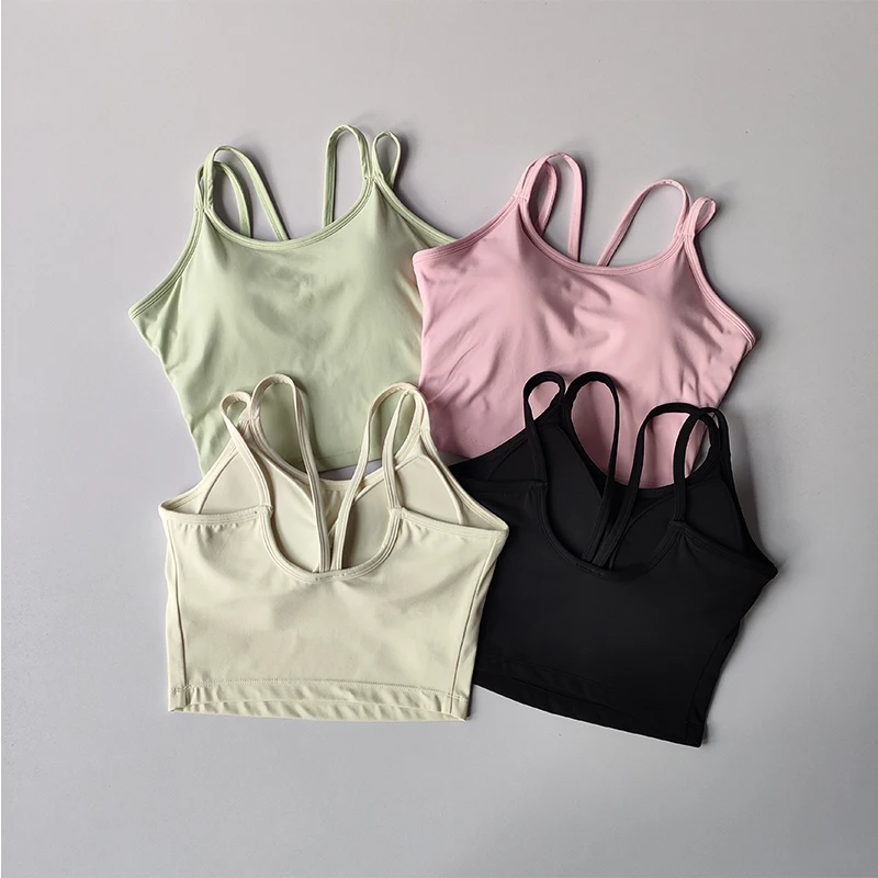 Women Yoga Camisole Fitness Bra Tights Yoga Beauty Vest High Strength Gym Pilates Sports Top Push Up Padded Yoga Tank Top