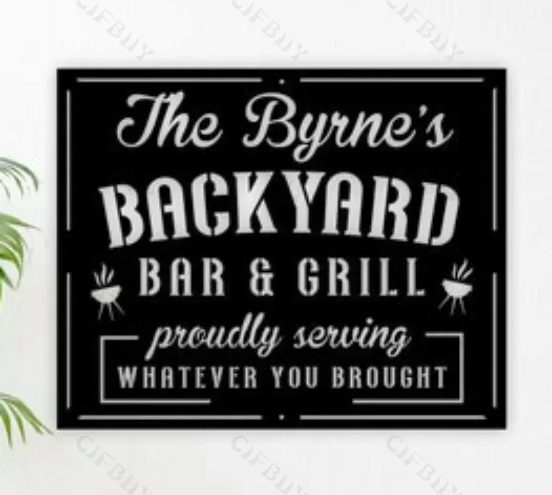 Exquisite Metal Sign for Backyard Grill, with Custom Name. A Tiki Bar's Plate, Patio Decoration, Ideal for Outdoor Kitchen, BBQ