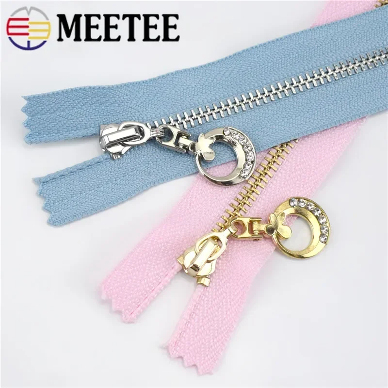 Meetee 10pcs 15/18/20/25/30cm 3# Metal Zippers Closed End Zip Closure Lock DIY Bags Purse Clothing Repair Kit Sewing Accessories