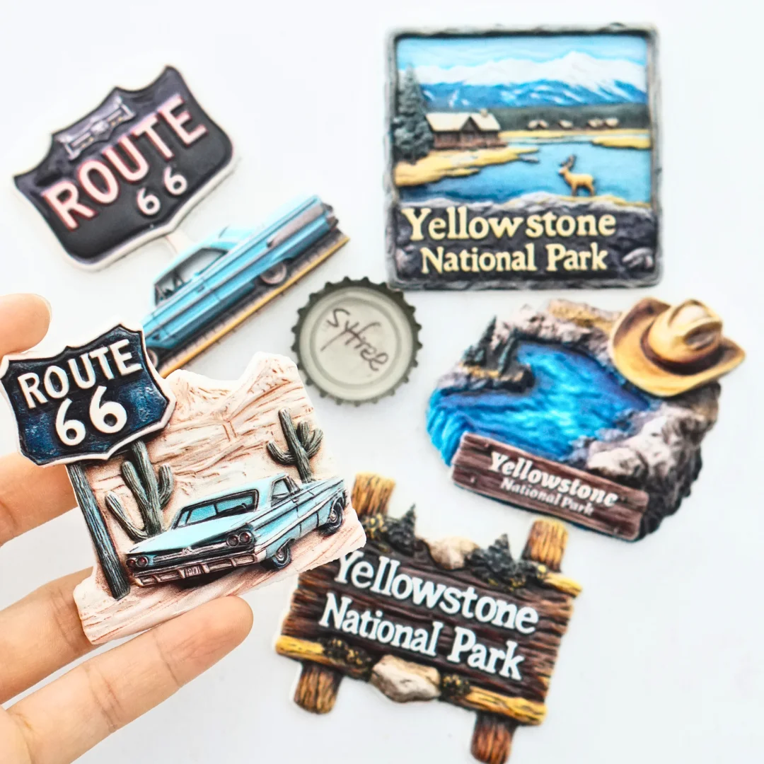 

1pc, american attractions fridge magnets, route 66 fridge magnets, yellowstone park fridge magnets, colorful fridge magnets, col