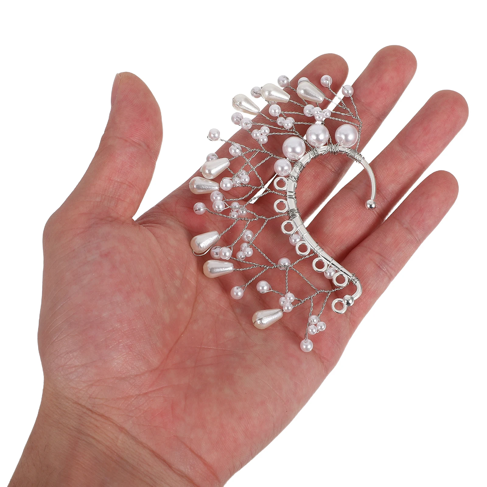 

1 Pair Cuff For Women Bridal Fairy Clips Non-Piercing Imitation Pearl Clip-On Earrings Elven Design Lightweight Wedding