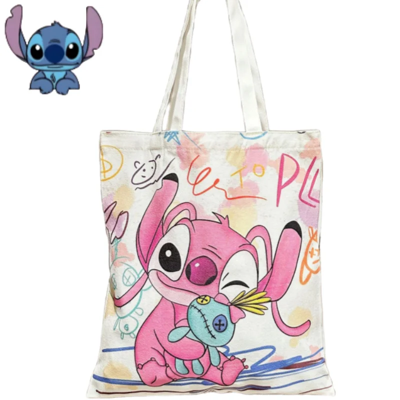 Borsa in tela Disney Stitch Borsa a tracolla per studente interstellare simpatico cartone animato Borsa a tracolla multifunzionale di grande capacità