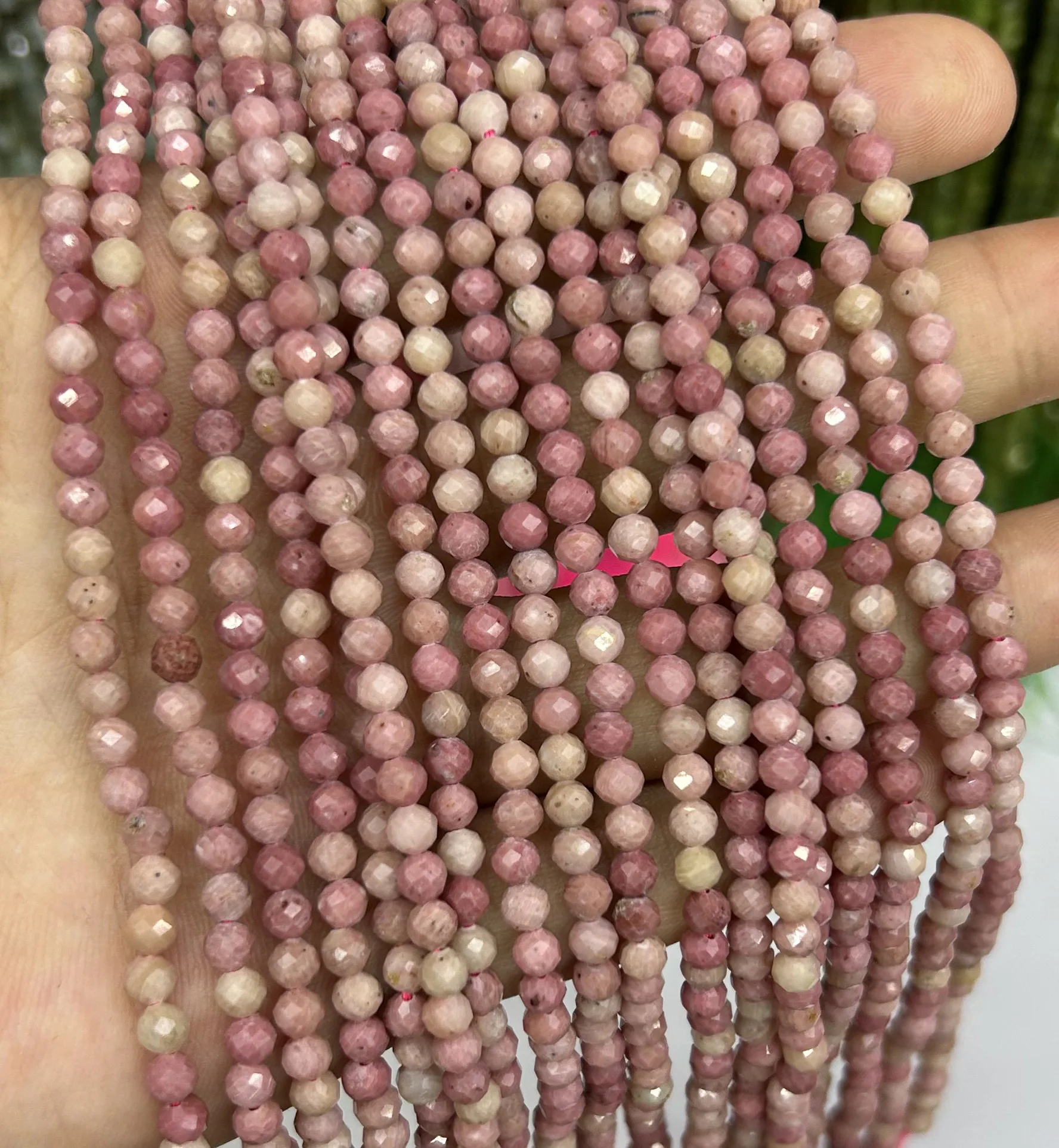 Wholesale Rhodonite Faceted Beads Natural Stone Beads Nice Cut Beads For Bracelet Necklace 2mm 3mm 4mm 15''