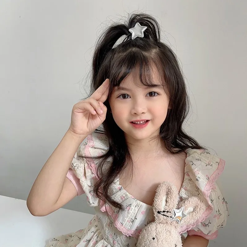 Children Hair Accessories Five Pointed Star BB Clips Sweet Cute Do Not Damage Hair Bangs Hairpins Silver Star Broken Hair Clip