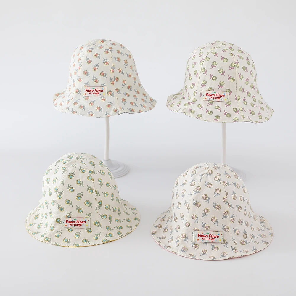 

New Double-side Baby Girl Hat Flower Toddler Fisherman Hat Spring Summer Infant Sun Hats for Girls Outdoor Baby Girl Sun Caps