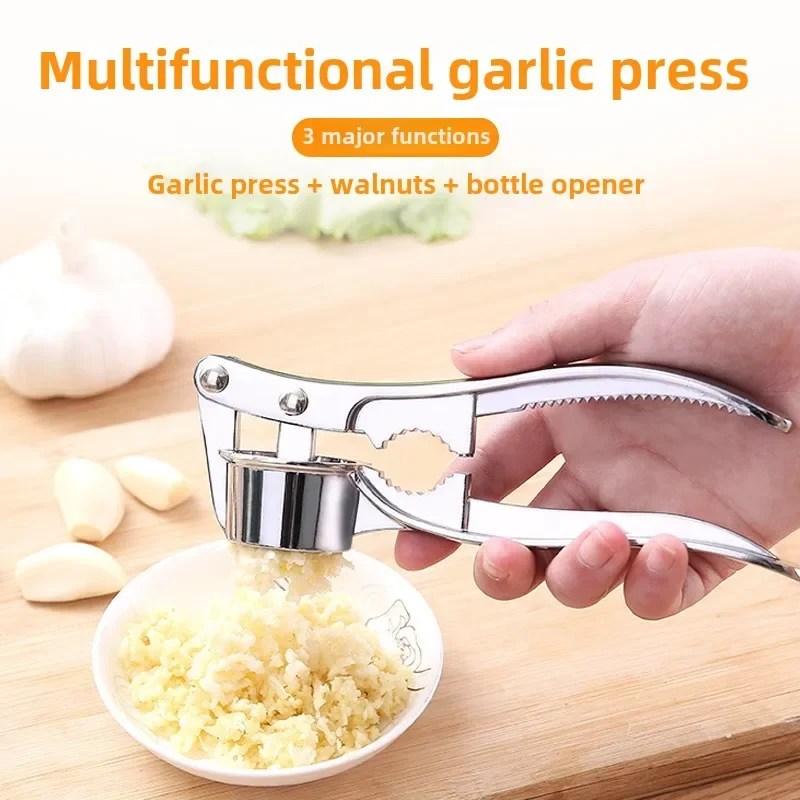 Garlic Press Walnut Clip Bottle Opener Multifunctional Zinc Alloy Stainless Steel Kitchen Gadgets and Accessories Gadgets