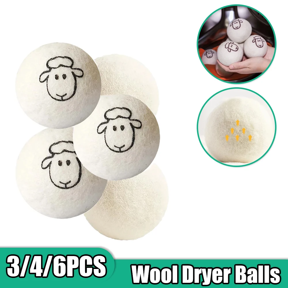 3/4/6PCS Wool Dryer Balls Fabric Virgin Reusable Softener Laundry 5cm Dry Kit Ball Practical Home Washing Balls Wool Dryer Balls