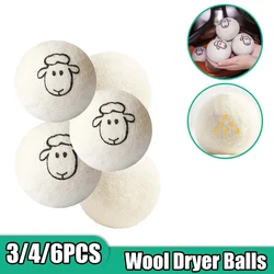 3/4/6PCS Wool Dryer Balls Fabric Virgin Reusable Softener Laundry 5cm Dry Kit Ball Practical Home Washing Balls Wool Dryer Balls