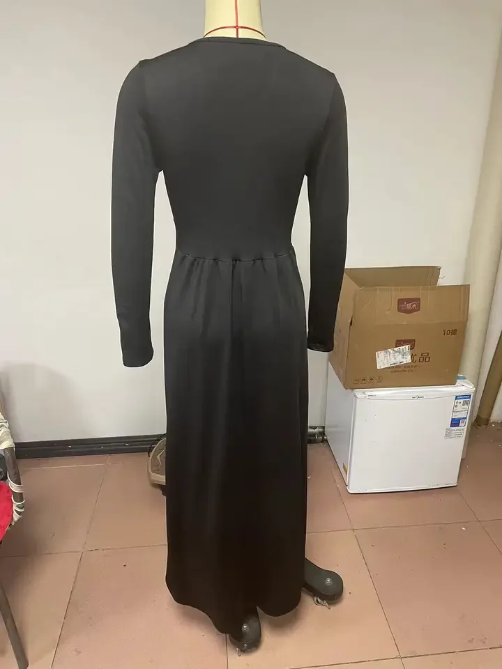 جديد كريمة بسيطة لطيف المألوف تنوعا مثير الطليعية طويلة الأكمام الخامس الرقبة بلون الجوف خارج اللباس