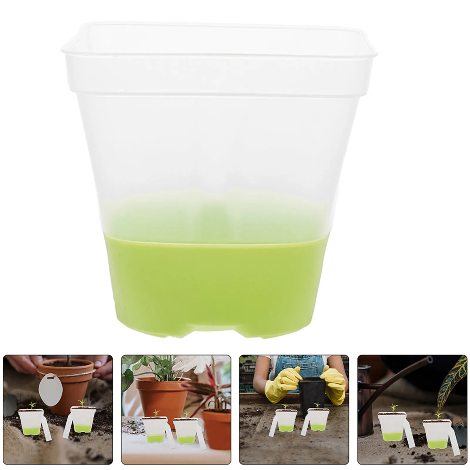 18Pcs Clear Silicone Base Nursery Pots Reusable Square Seedling Succulents Greenhouse Propagation Transparent Plant