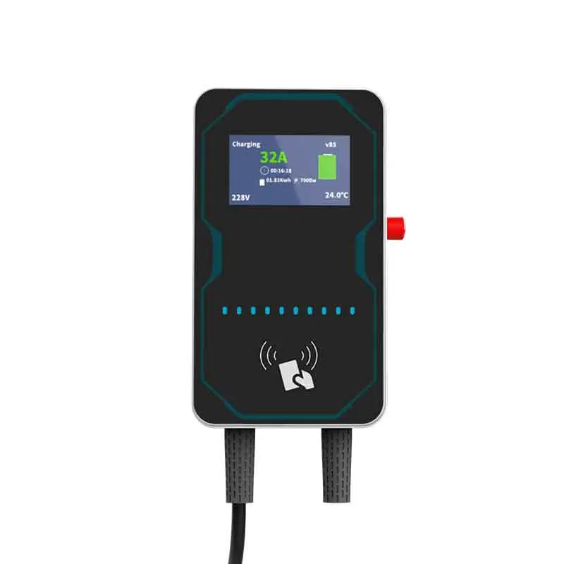 Ładowarka EV WUFEN EVSE Wallbox do samochodów elektrycznych, dwu-gniazdowa, montowana na ścianie, 14kW, Typ 2, GBT, Typ 1, kabel NACS