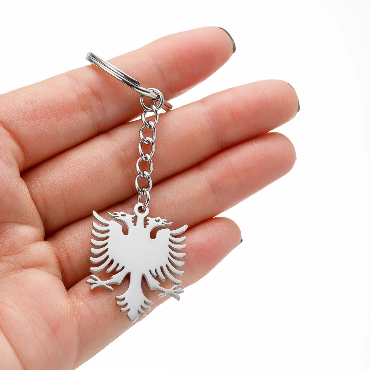 سلسلة مفاتيح من الفولاذ المقاوم للصدأ للرجال والنساء ، سلسلة مفاتيح عرقية ، لون فضي ، معدن ، حيوان ، حقيبة ظهر كيرينغ ، عرقية ، قلادة النسر ، 1 قطعة #1