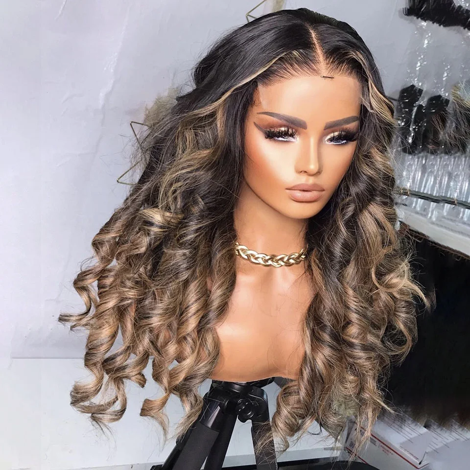 4/27 Highlight Wig Human Hair Body Wave 13x4 Lace Front Wig Honey Blonde 5x5 Silk Base Top Closure Human Hair Wigs 200 Density