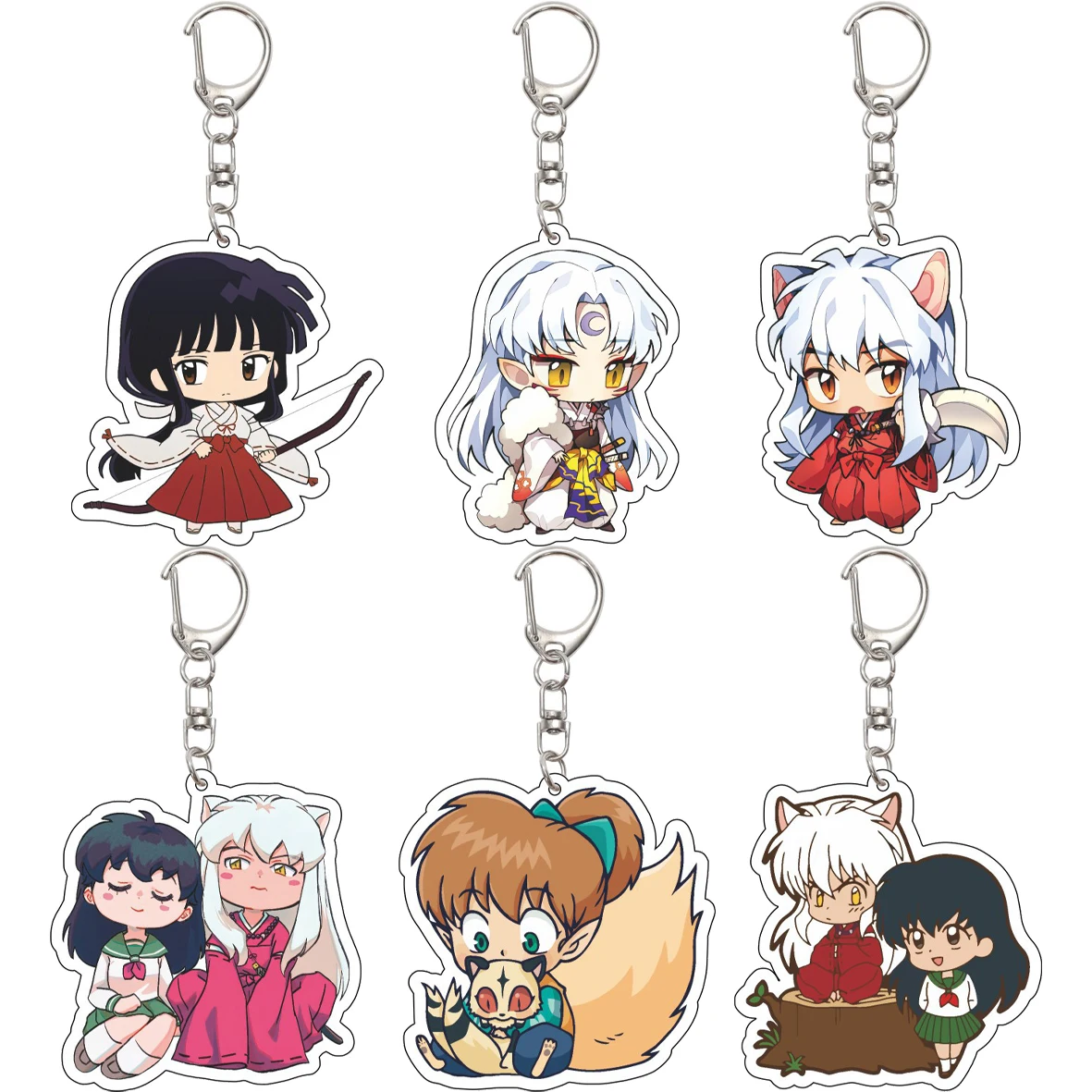 Llavero Acrílico de 55MM de Anime Inuyasha, Higurashi Kagome, Sesshoumaru, Moroha, Kikyo, Sango, Miroku, Shippo, Lindos Regalos de Navidad
