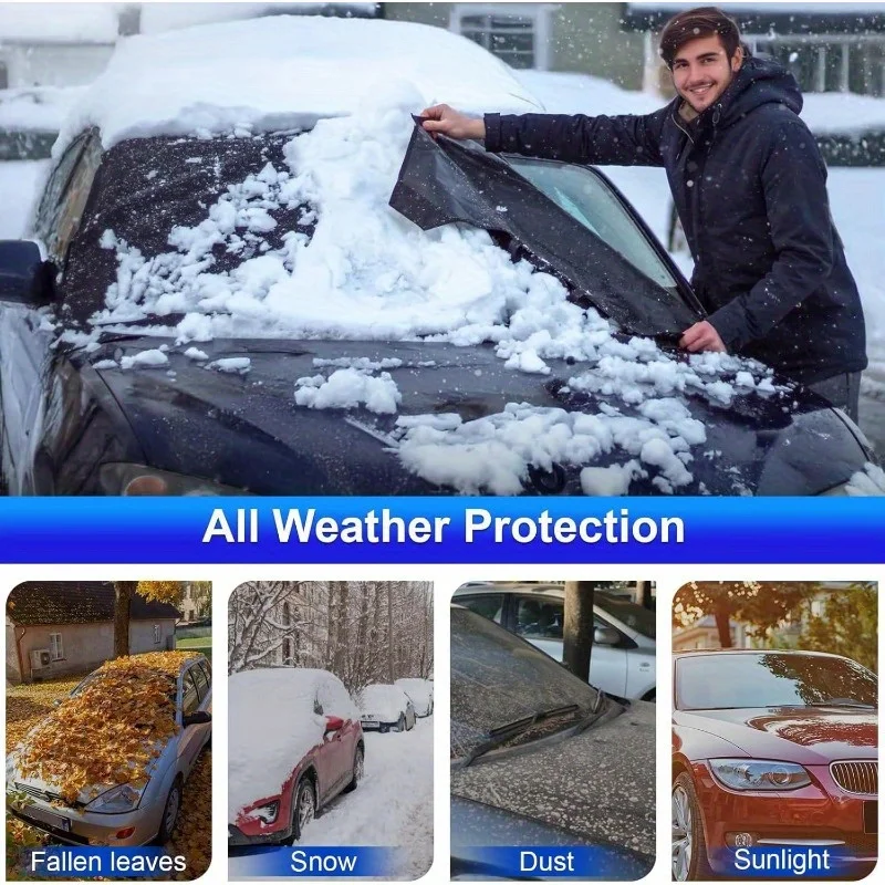 Upgraded Magnetic Car Windshield Snow Cover - Fit for Most Cars, SUVs & Trucks, All-Season Anti-Freeze Protection