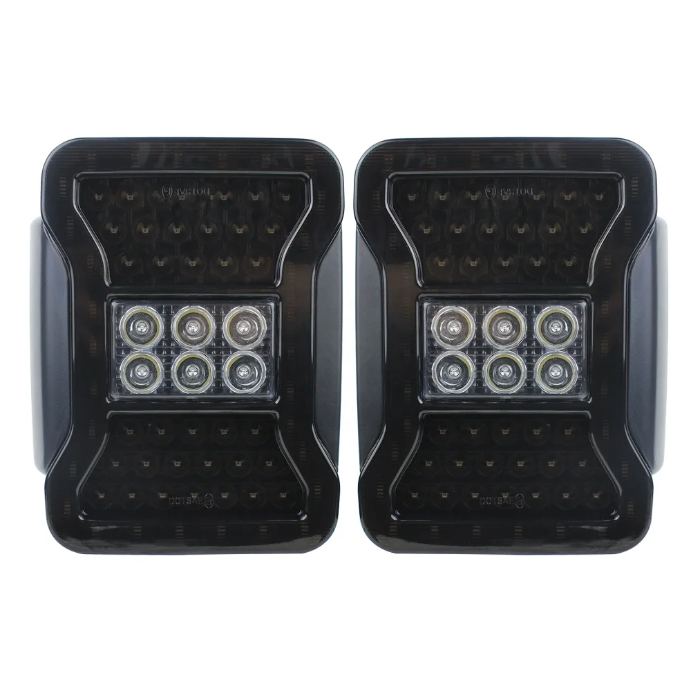 

Modified JL Look Style Tail Lights w/Brake & Reserve Lamps Smoked Lens for Jeep Wrangler JK/JKU 2007-2018