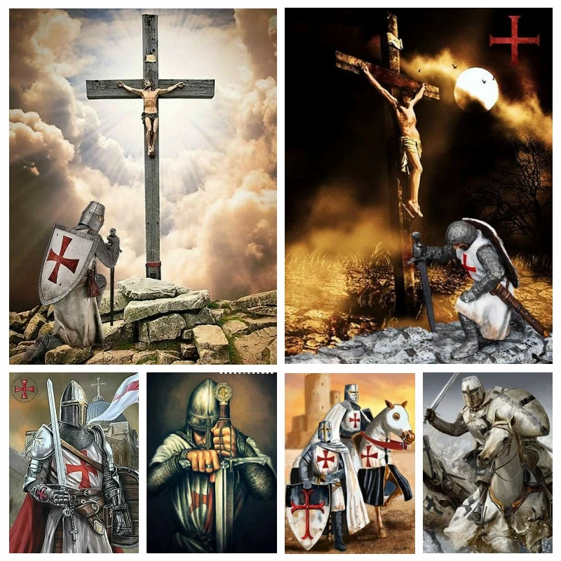 5d Knight Templar Warrior Of Christ Diamond Painting Embroidery Armor Of God Cross Stitch Mosaic Wall Art Gift For Room Decor