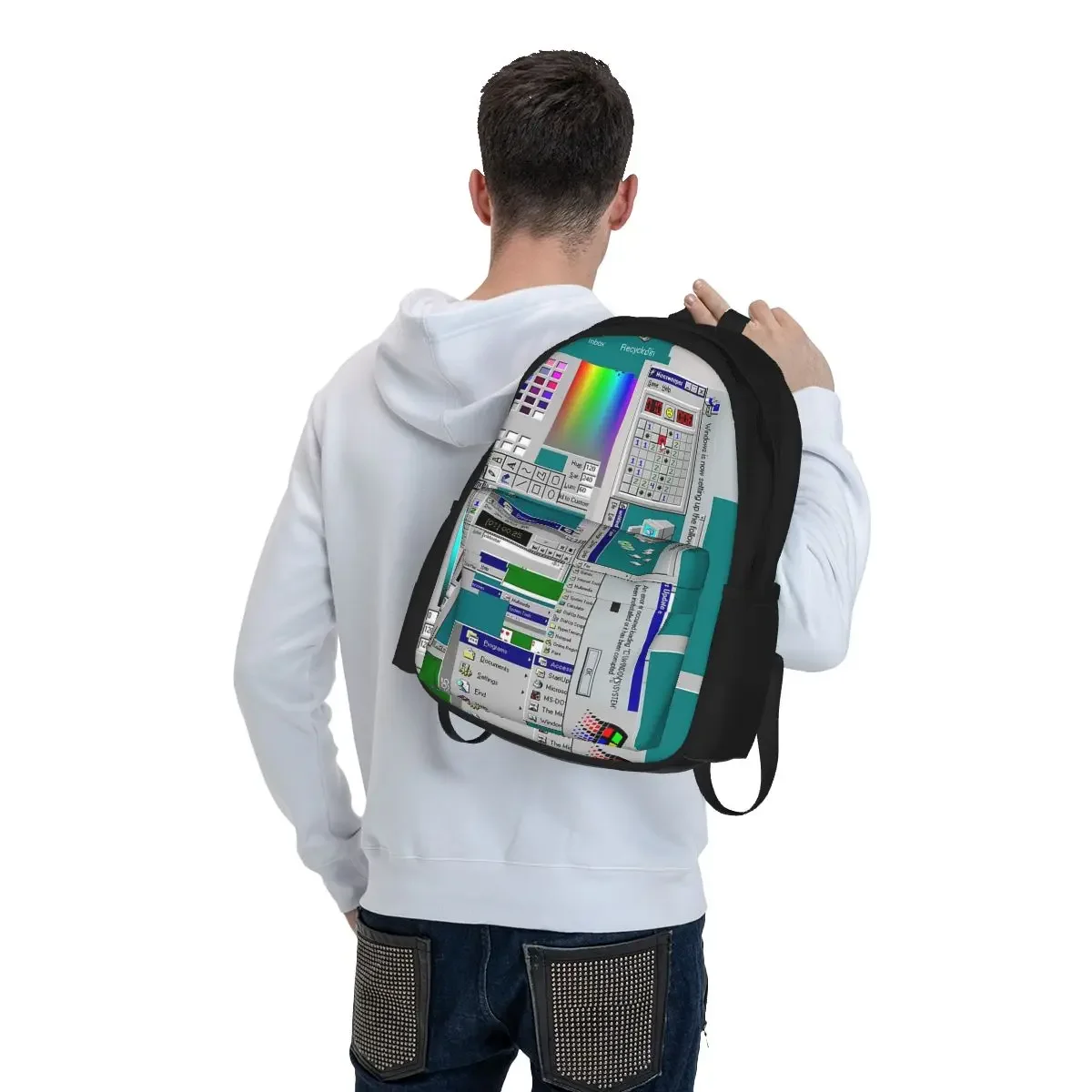 Mochilas de Collage de Windows 95 para niños y niñas, mochilas escolares de dibujos animados para estudiantes, mochila de viaje, bolsa de hombro