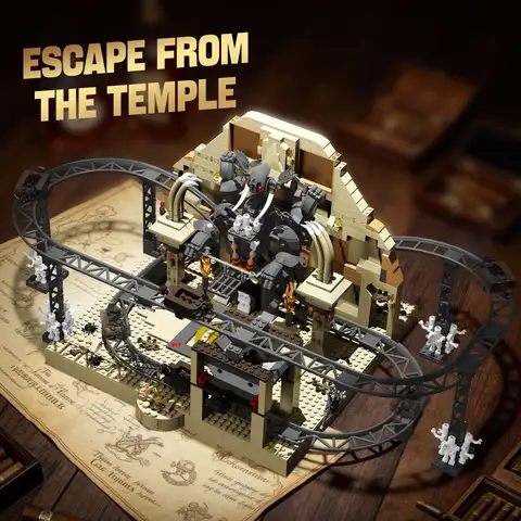 1299pcs Escape From The Temple Building Blocks Desktop Ornament Mysterious Ancient Tomb Bricks Toys for Adults Birthday Gifts