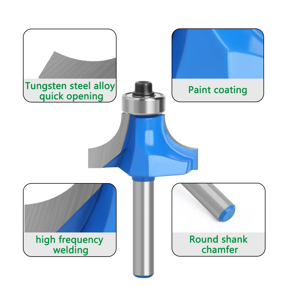 1pc 6mm 1/4 Shank Small Corner Round Router Bit for Wood Edging Woodworking Mill Classical Cutter Bit for Wood MC01035