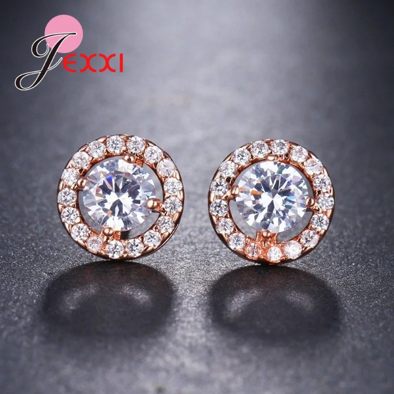 

Classic 925 Sterling Silver Round AAA Zircon Stud Earrings Party Gift Crystal Earings Fashion Jewelry For Women Oorbellen