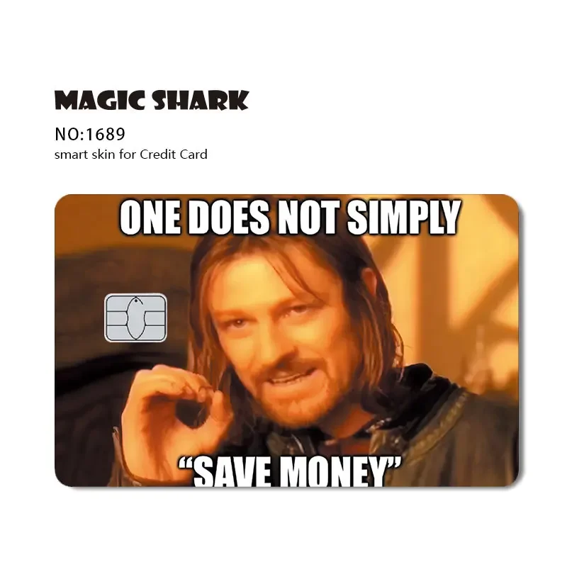 Magic Shark Anime Spend or Save Funny Shell On Off Ultra Thin No Fade Sticker Skin Cover Film for Debit Credit Card