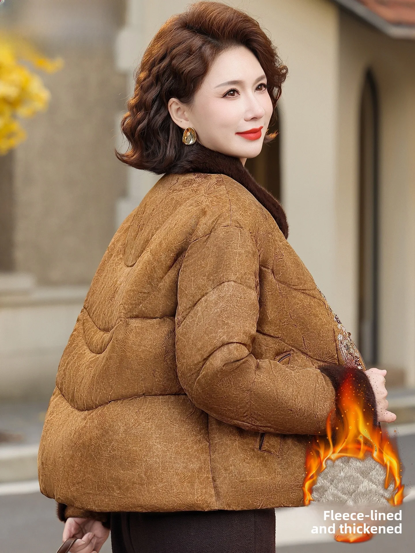 

Thiened Fce Women's Cotton Jaet Winter Outerwear New Chinese Sle Warm Coat for Middle-Aged And ly Ladies