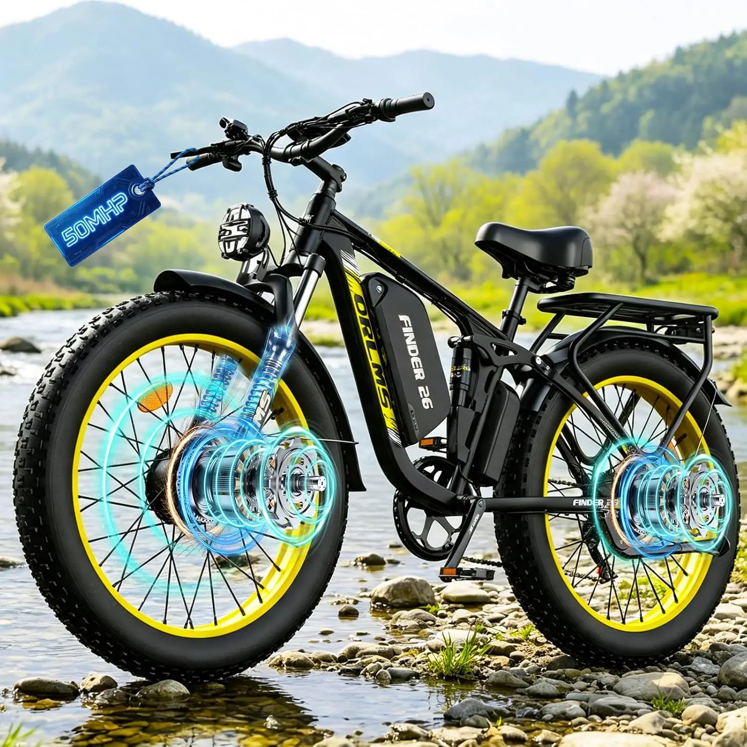 Dual Motor Electric Bicycle 60V 25Ah Removable Battery Adults Mountain Commuting E-Bike, Customized